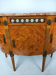 Cabinet Wood Marble top Inlay Marquetry Brass Trims medallions Commode cabinet v