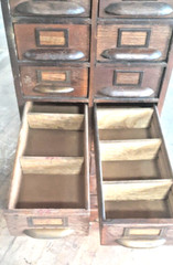 Antique 20 Drawer Lovely mitered Hardwood Wood Cabinet – USA -a