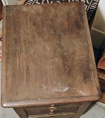 Antique Wooden Cabinet Brown Stained Finish Free Standing with Three Drawers