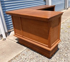 Antique Quarter Sawn Oak L Shaped General Store Counter Bar 1920s