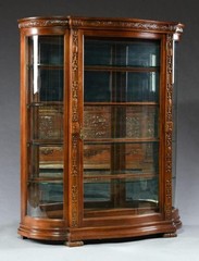Antique Mahogany Serpentine China Cabinet – Horner Style, 1890s #22462