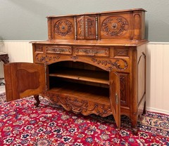 Antique French Buffet Sideboard Server Cupboard Panetiere Highly Carved Oak