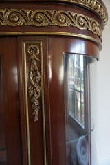 French Louis XVI Style Mahogany and Inlaid Vitrine with Gilt Bronze