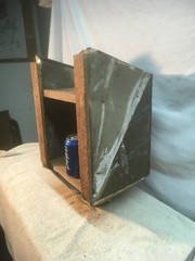 Primitve Kitchen Metal Cabinet Shelf Flour Bin Country Cottage Decor