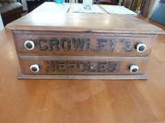 Antique Early 1900s Crowley’s Needles Sewing Spool Cabinet Store Display
