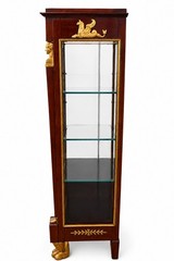 Antique French Empire Mahogany Ormolu Mounted Vitrine Display Cabinet Bookcase