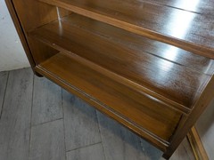 Vintage Art Deco Gothic Tudor Wall Curio Cabinet Shelf Sliding Doors Quatrefoil