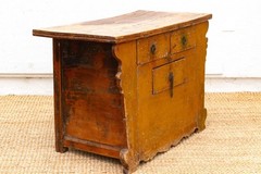 Large Vibrant Yellow 19th Century Money Chest Antique Indian Brass Bound Trunk