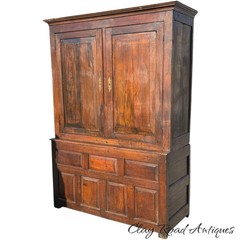 Antique Livery cabinet cupboard oak raised panel Pilgrim Period Farm House