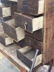 Large Antique Scratch Built Workshop Bank Of Drawers Industrial Cabinet c1900