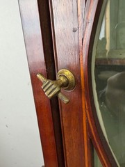Antique Georgian hanging corner cupboard inlaid dental molding mahogany 18th