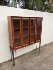 Mid Century Modern Display China Cabinet with Hairpin Legs 6240