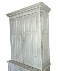 Orig. Paint, 19th c. Scandinavian Raised Panel Office Cabinet Signed/Dated