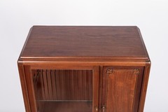 Art Nouveau Antique Inlaid Wooden Cabinet by Majorelle, France, Signed