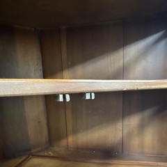 Antique Wooden Corner Cabinet with Glass Doors, 5 Shelves, Brown Stained Finish