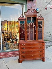 Gothic Breakfront Ornate china cabinet by Hickory Chair Co.