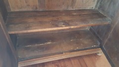 Antique Early 1900’s Dark Oak 84″ China Buffet With Hutch. 4.5′ Wide x 17″ Deep