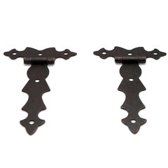 Decorative Hinges Black Galvanised with fixings Antique Vintage Style. Pack of 2