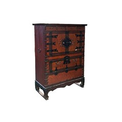 Oriental Brown Black Hardware Drawers Accent Storage Cabinet GB288