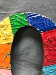 Decorative Salvaged Tin Ceiling 16″ Patchwork Mix Color Metal Letter O 1790-24B