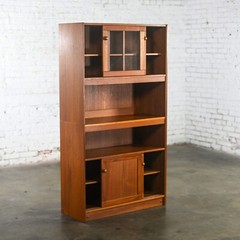 Scandinavian Modern Teak 2 Piece Display Cabinet or Bookcase Made in Denmark