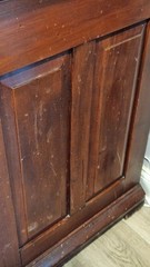 Antique Victorian Wood American Marble Top Sideboard With Curio Display Areas