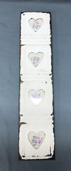 VTG 5×23 Multi Quad 3″ Heart Photo Tin Ceiling Metal Picture Frame Old 1849-25B
