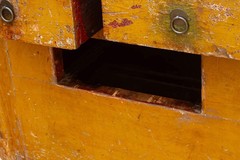 Large Vibrant Yellow 19th Century Money Chest Antique Indian Brass Bound Trunk