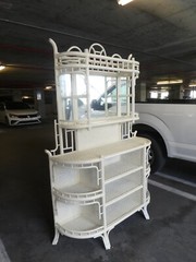 VINTAGE CHINESE CHIPPENDALE RATTAN ETAGERE, GREAT DESIGNER FARE