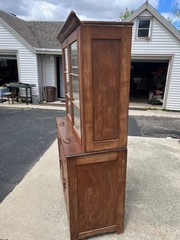 Antique Walnut 2pc Kitchen Hutch Cabinet Stepback Pantry Farmhouse Cupboard