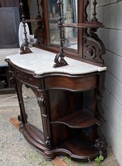 ROSEWOOD ROCOCO MARBLE TOP ETAGERE