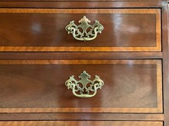 Vintage Baker Furniture Mahogany Georgian Style Lighted Breakfront Cabinet