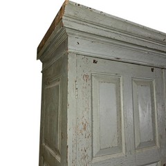 Orig. Paint, 19th c. Scandinavian Raised Panel Office Cabinet Signed/Dated