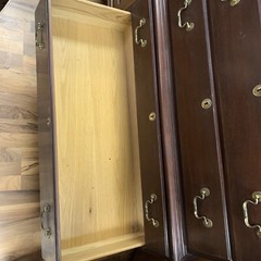 VTG 1950s Link Taylor Hand Carved Solid Mahogany Wood 9 Drawer Chest On Chest