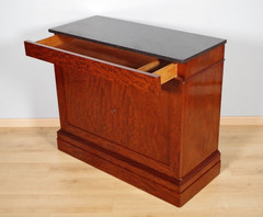 Empire-style chest of drawers with doors in moiré mahogany, circa 1810