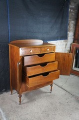 Antique Victorian Walnut Gentleman’s Chest of Drawers Cabinet Console 35″
