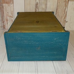 Primitive American Country Display Cupboard Cabinet Blue Paint Wall or FreeStand