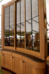 UNIQUE c1840 bowed built in LIBRARY cabinet 10’h x 87″ across ASHER BENJAMIN