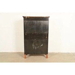 Baker Furniture French Empire Neoclassical Burl Wood Bar Cabinet, Circa 1980s