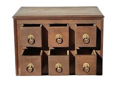 Antique Victorian Walnut Apothecary Spool Cabinet with Six Drawers