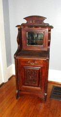 SUPERB! Rare Antique French Country Carved Dark Wood Potato Bin Cabinet