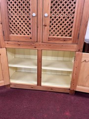LARGE PINE FOUR-DOOR LARDER CUPBOARD