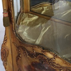 Giltwood Bombay Serpentine Vitrine With Verdis Martin Panels c1890