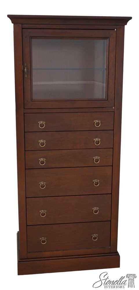 L67348: GRANGE French Empire Style Cherry Jewelry Display Cabinet