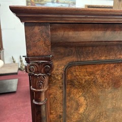 Mid 20thC Danish Burl Walnut Cocktail / Wine Glass Bar Liquor Cabinet