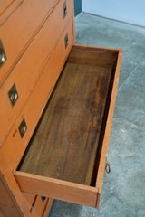 Antique Apothecary Cabinet Wood flat file drawer Brass Pull Hardware Industrial