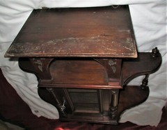 ANTIQUE USA VICTORIAN WOOD FURNITURE CABINET CAST IRON KEY LOCK HOME WALL SHELF
