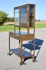 Antique Medical Cabinet Apothecary Medicine Glass Display Case industrial Vtg