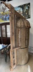 Antique 19th Century American Federal Oak Corner Cabinet with Painted Interior