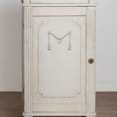 Pair 19th Century Swedish Gustavian White Painted Narrow Cabinets